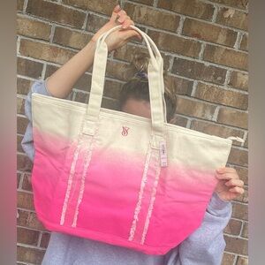 Victoria's Secret Cream and Pink Gradient Tote